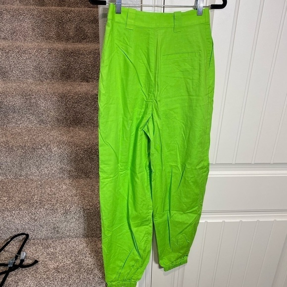 L'Academie Roux linen blend pant green joggers revolve - Picture 12 of 12